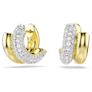 Dextera Hoop Earrings, Round Cut, Mini, White, Gold Tone Plated 5740735 | Swarovski