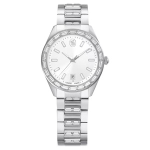 Matrix Date Watch, Swiss Made, Metal Bracelet, Silver Tone, Stainless Steel 5734665 | Swarovski