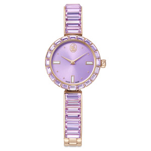 Matrix Bangle Watch, Swiss Made, Crystal Bracelet, Purple, Champagne Gold-Tone Finish 5743713 | Swarovski