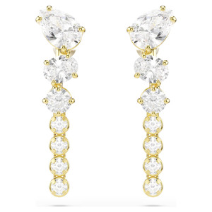 Mesmera Drop Earrings, Mixed Cuts, White, 18K Gold Finish 5747936 | Swarovski