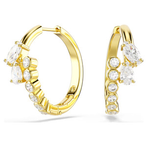 Mesmera Hoop Earrings, Mixed Cuts, White, 18K Gold Plated 5761975 | Swarovski