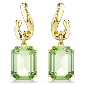Millenia Drop Earrings, Octagon Cut, Green, 18K Gold Plated 5756151 | Swarovski