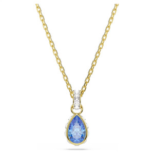 Chroma Pendant, Pear Cut, Blue, 18K Gold Plated 5757786 | Swarovski