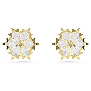 Magic Stud Earrings, Mixed Cuts, Snowflake, White, 18K Gold Plated 5757816 | Swarovski