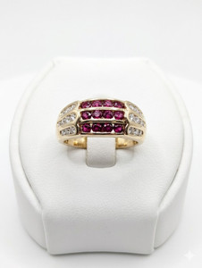 Ruby and Diamond Accent Band in 18K Yellow Gold Ring
