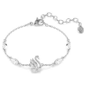 Swan Bracelet, Mixed Cuts, Swan, White, Rhodium Plated 5758682 | Swarovski