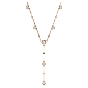Imber Y Necklace, Round Cut, White, 18K Rose Gold Plated 5763813 | Swarovski