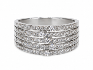 18K White Gold Multi-Row Diamond Ring