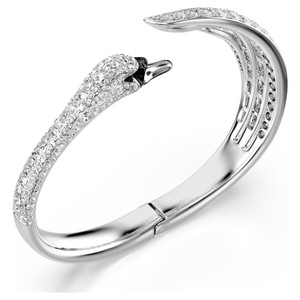 Vienna Bangle, Mixed Cuts, Swan, White, Rhodium Plated 5749066 (Size M) | Swarovski