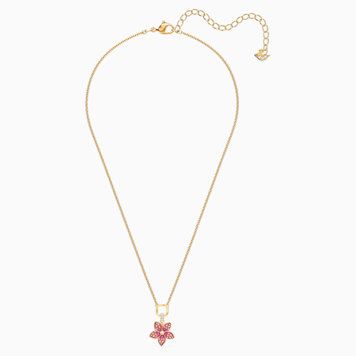 Swarovski Crystal Tropical Flower Pendant, Pink, Gold-Tone Plated ...
