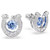 Symbolica Stud Earrings, Round Cut, Pavé, Horse Shoe, Blue, Rhodium Plated 5746563 | Swarovski