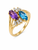 14K Yellow Gold Blue Topaz & Amethyst Diamond Ring