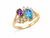 14K Yellow Gold Blue Topaz & Amethyst Diamond Ring