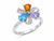 14K White Gold Multi-Gemstone Flower Diamond Ring