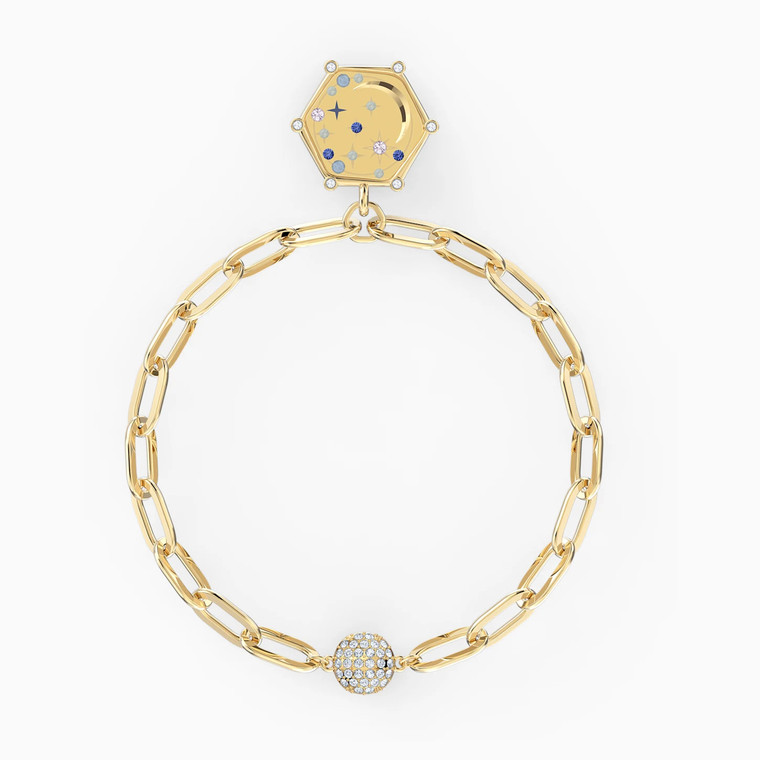 Swarovski Crystal The Elements of Air Moon Bracelet, Blue, Gold-Tone Plated 5569182 (Size M)