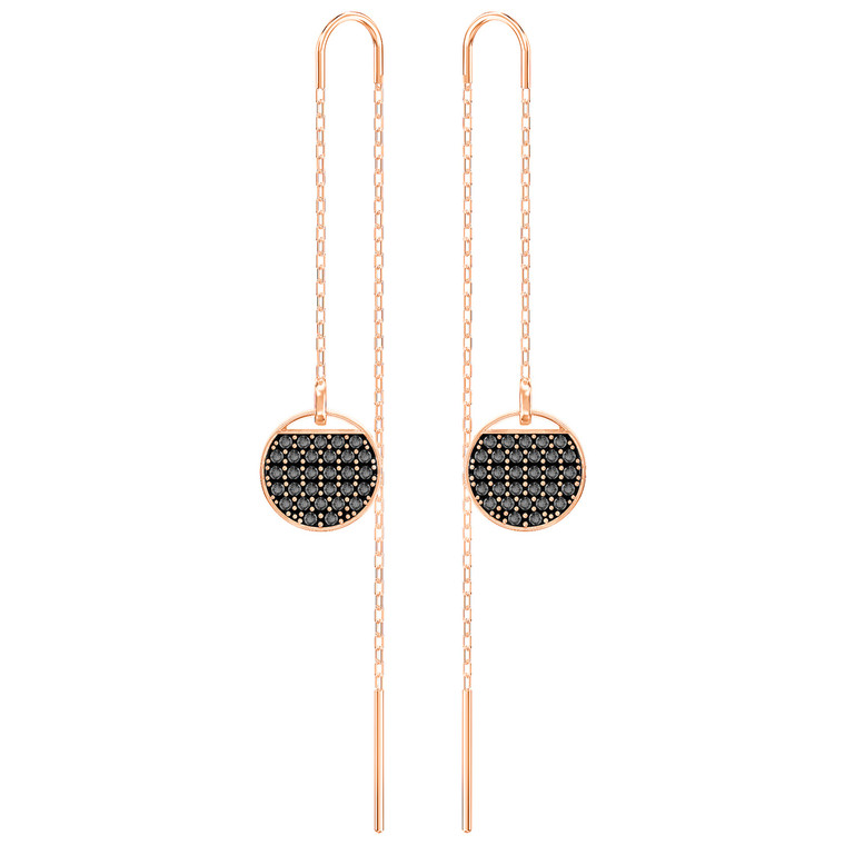 Swarovski Crystal Ginger Chain Pierced Earrings, Gray, Rose Gold Plating 5347293