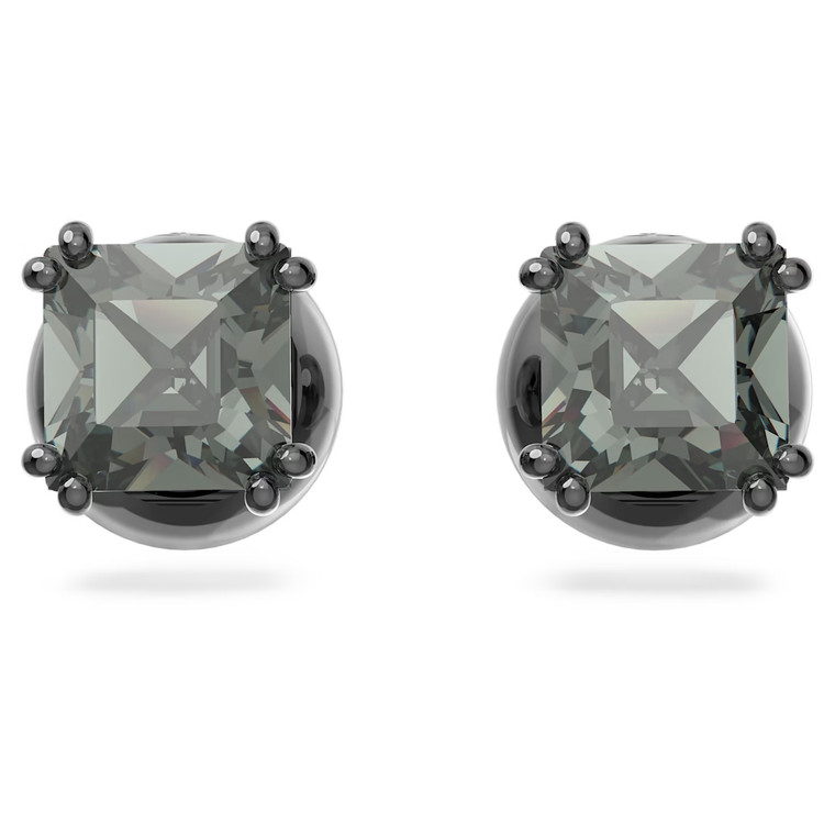 swarovski-millenia-stud-earrings-square-cut-black-ruthenium-plated-5642511-1