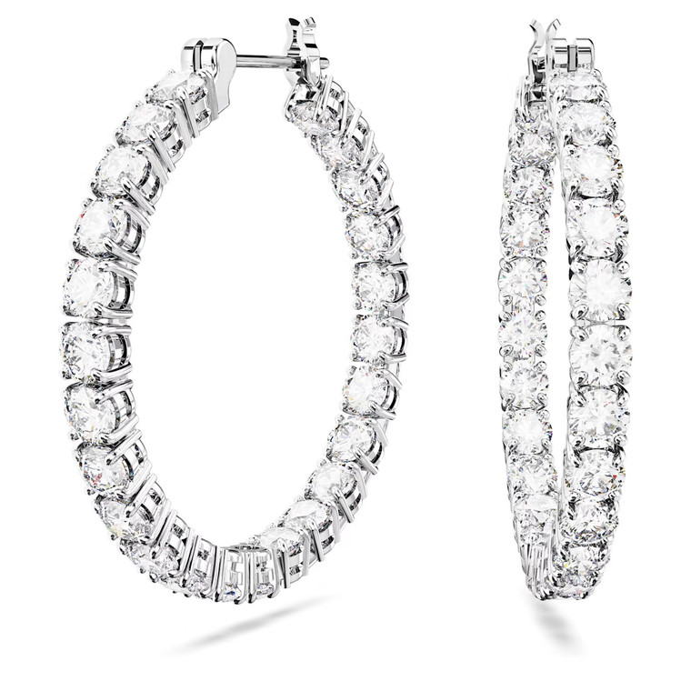 swarovski-matrix-hoop-earrings-round-cut-white-rhodium-plated-5647715-1