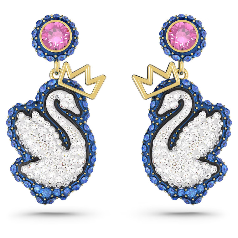 swarovski-pop-swan-drop-earrings-blue-gold-tone-plated-5649196-1