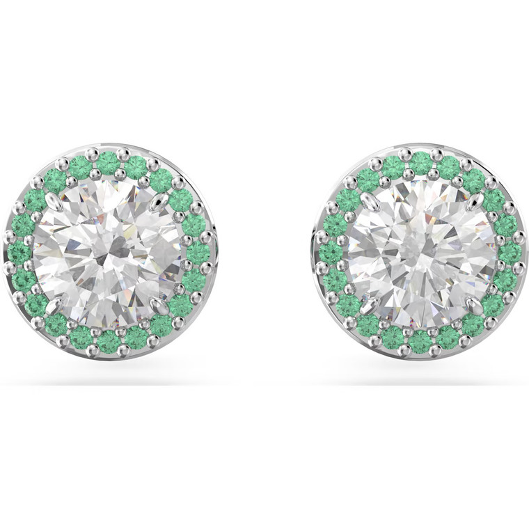 swarovski-constella-stud-earrings-round-cutpavé-green-rhodium-plated-5639750