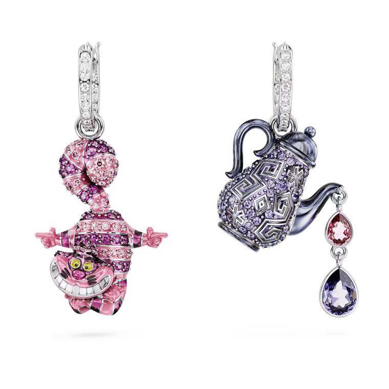 alice-in-wonderland-drop-earrings-asymmetrical-design-cat-teapot-rhodium-plated-5682806-swarovski-1