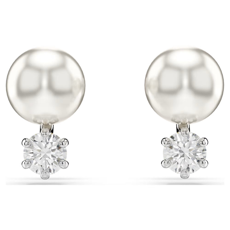 matrix-stud-earrings--crystal-pearl--round-cut--white--rhodium-plated-swarovski-5694225-1