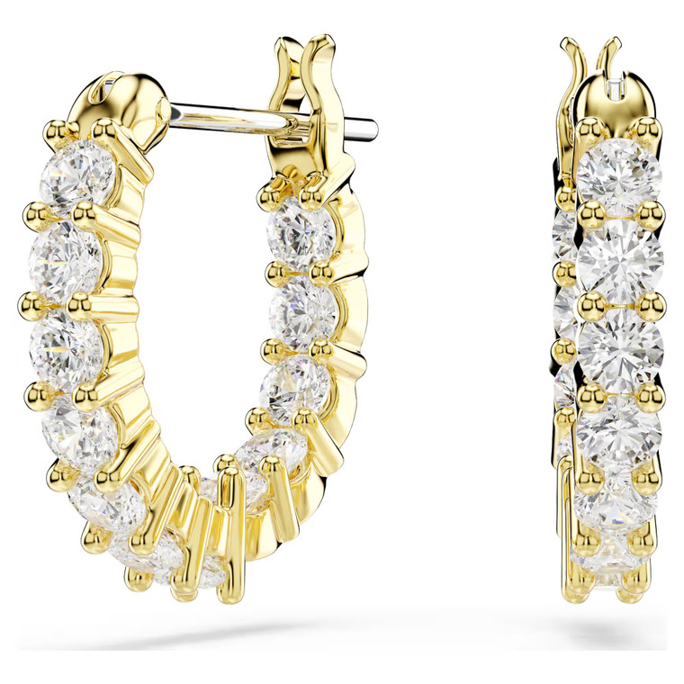 matrix-vittore-hoop-earrings--round-cut--white--gold-tone-plated-swarovski-5733398-1