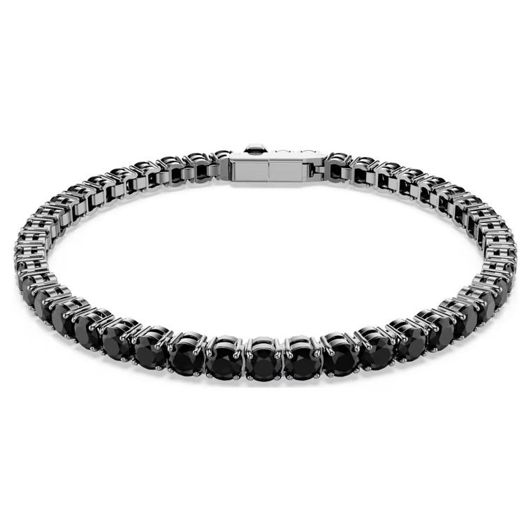 matrix-tennis-bracelet--round-cut--black--ruthenium-plated-swarovski-5696031-1