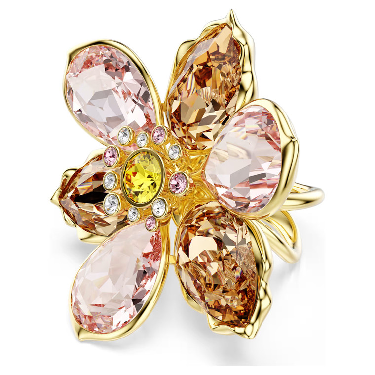 idyllia-motif-ring--mixed-cuts--flower--multicolored--gold-tone-plated-swarovski-5732382-1