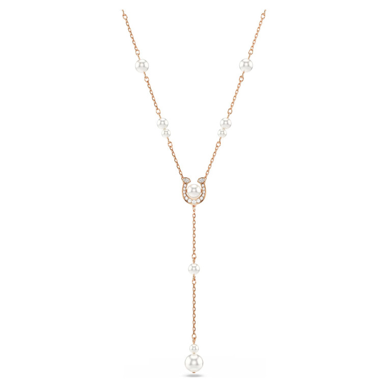 symbolica-y-necklace--crystal-pearl--pavé--horse-shoe--white--rose-gold-tone-plated-swarovski-5741463-1