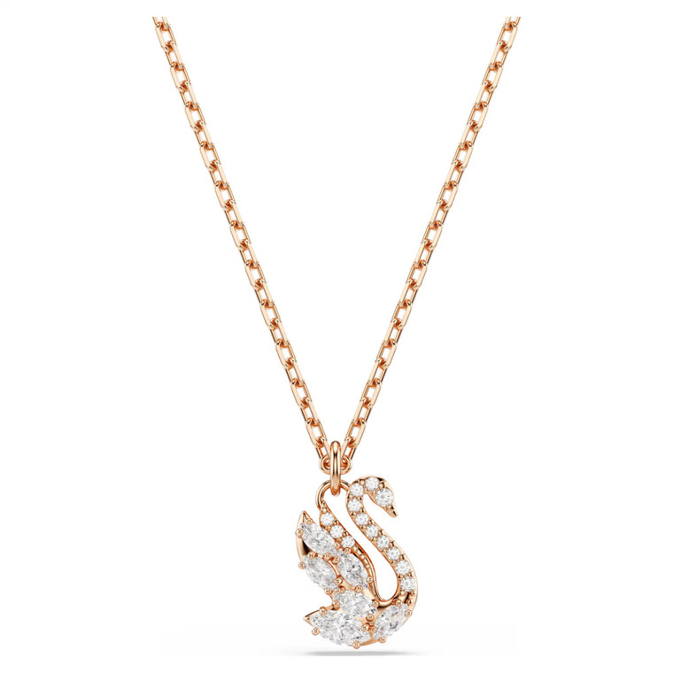swan-pendant--mixed-cuts--swan--white--rose-gold-tone-plated-swarovski-5738203-1