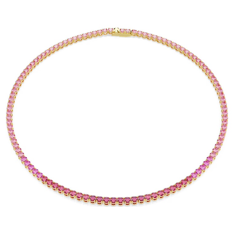 matrix-tennis-necklace--round-cut--pink--gold-tone-plated-swarovski-5751762-1