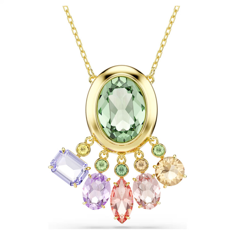 Gema Pendant, Mixed Cuts, Dangling Crystals, Multicolored, Gold Tone Plated 5741587 | Swarovski