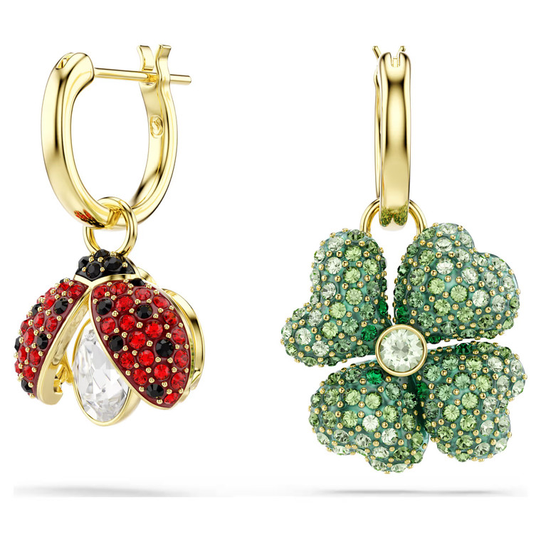 idyllia-drop-earrings--set-(3)--ladybug--clover--strawberry--multicolored--gold-tone-plated-swarovski-5742681-1
