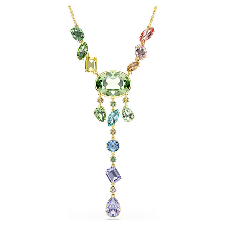 Gema Y Necklace, Mixed Cuts, Multicolored, Gold Tone Plated 5737451 | Swarovski