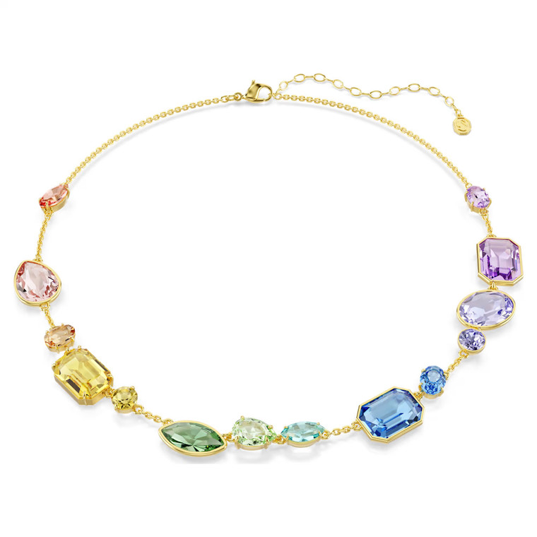 Gema Necklace, Mixed Cuts, Multicolored, Gold Tone Plated 5741584 | Swarovski
