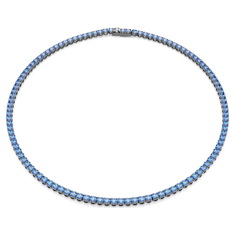 matrix-tennis-necklace--round-cut--blue--ruthenium-plated-swarovski-5743450-1