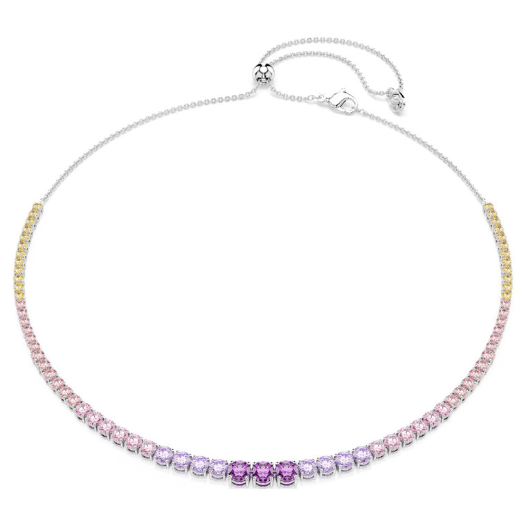 Matrix Necklace, Gradient of Round Cuts, Multicolored, Rhodium Plated 5751196 | Swarovski