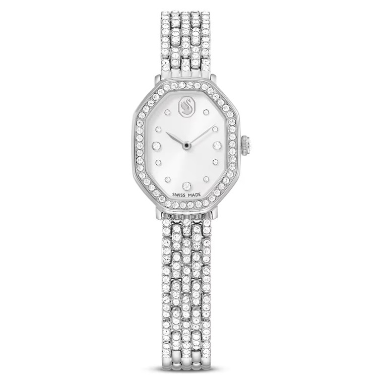 Dextera Octagon Watch, Swiss Made, Metal Bracelet, Silver Tone, Stainless Steel 5749451 | Swarovski