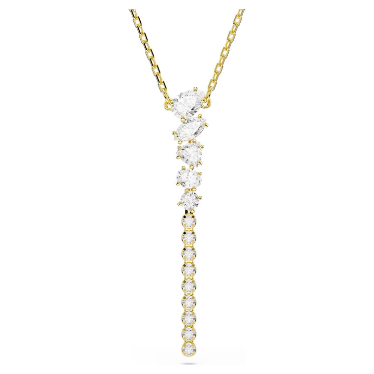 Mesmera Y Necklace, Mixed Cuts, White, 18K Gold Plated 5747997 | Swarovski
