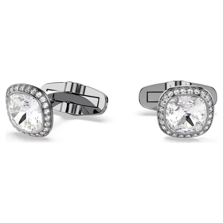 Una Angelic Cufflinks, Cushion Cut, White, Ruthenium Plated 5753937 | Swarovski
