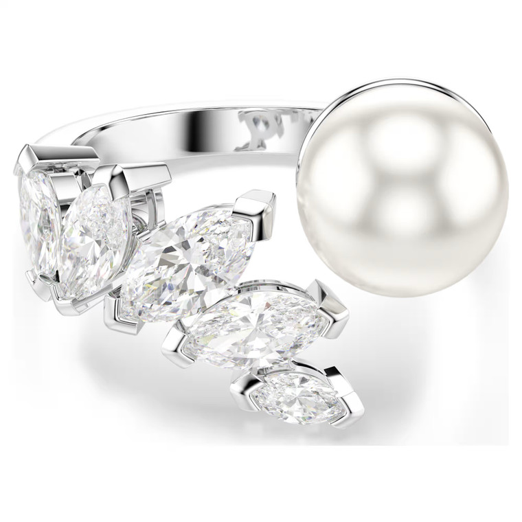 mesmera-open-ring--crystal-pearl--marquise-cut--white--rhodium-plated-swarovski-5748012-1