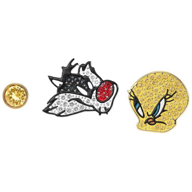 Swarovski Crystal Looney Tunes Pierced Earrings, Mixed Metal Finish 5487639
