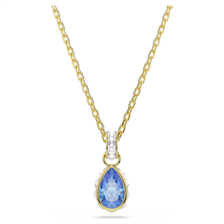 Chroma Pendant, Pear Cut, Blue, 18K Gold Plated 5757786 | Swarovski