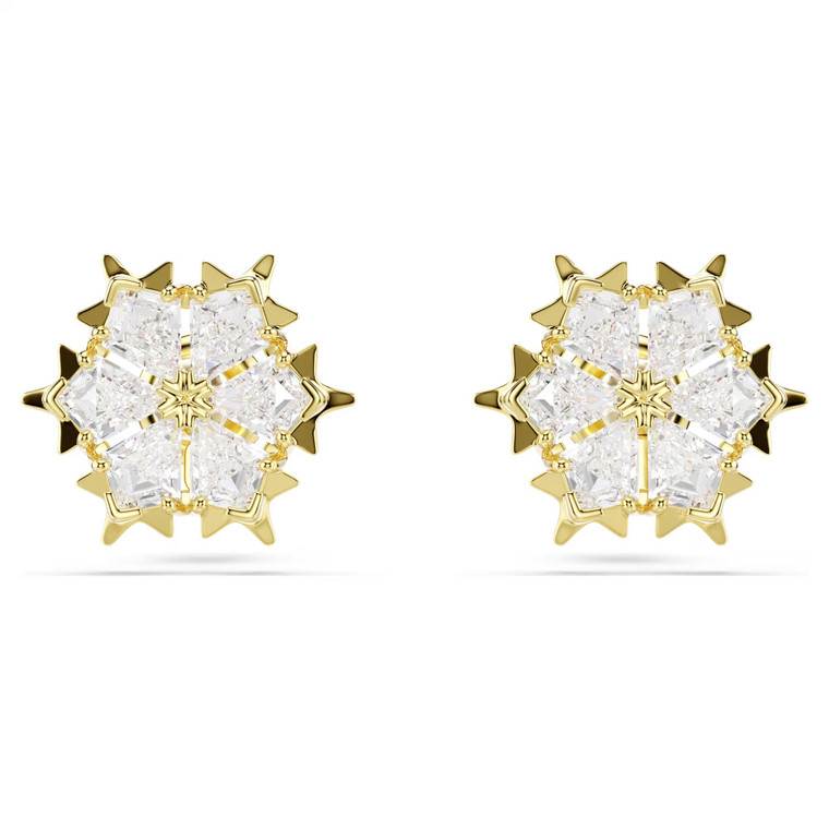 Magic Stud Earrings, Mixed Cuts, Snowflake, White, 18K Gold Plated 5757816 | Swarovski