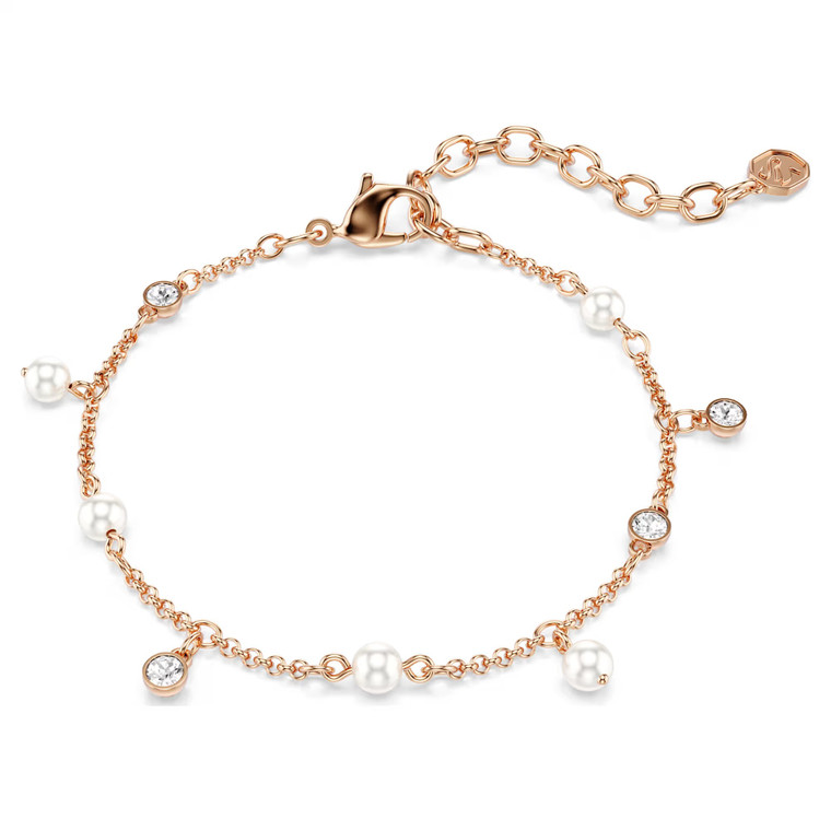 Imber Bracelet, Crystal Pearl, Round Cut, White, 18K Rose Gold Plated 5754243 | Swarovski