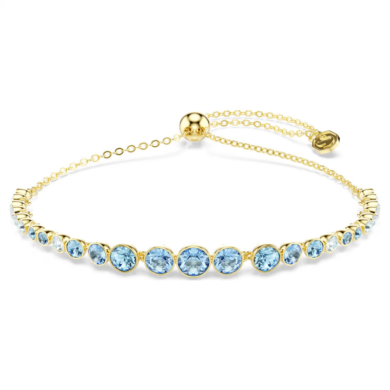 Imber Bracelet, Round Cut, Blue, 18K Gold Plated 5757824 | Swarovski