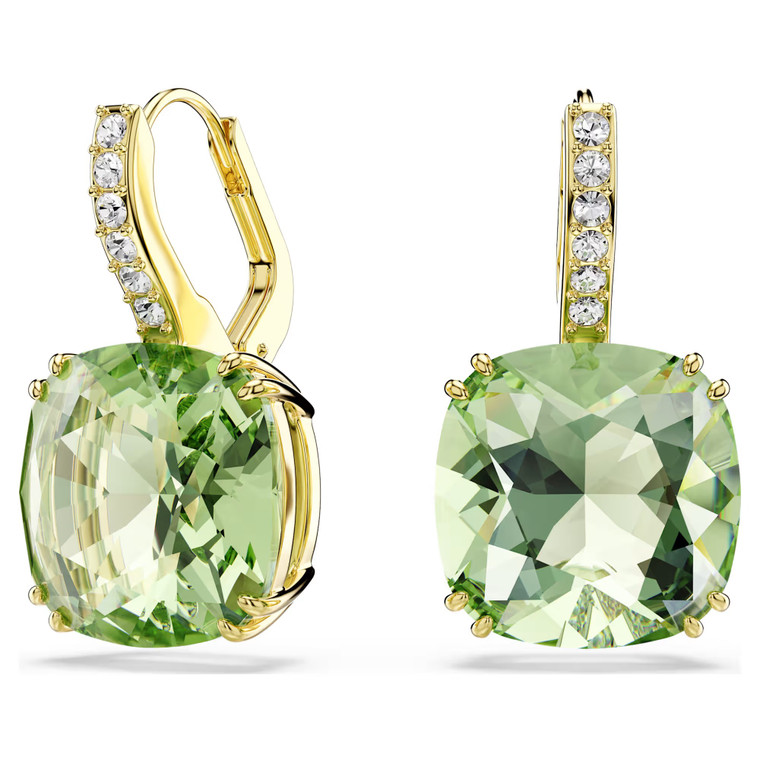 millenia-drop-earrings--cushion-cut--green--18k-gold-finish-swarovski-5764822-1