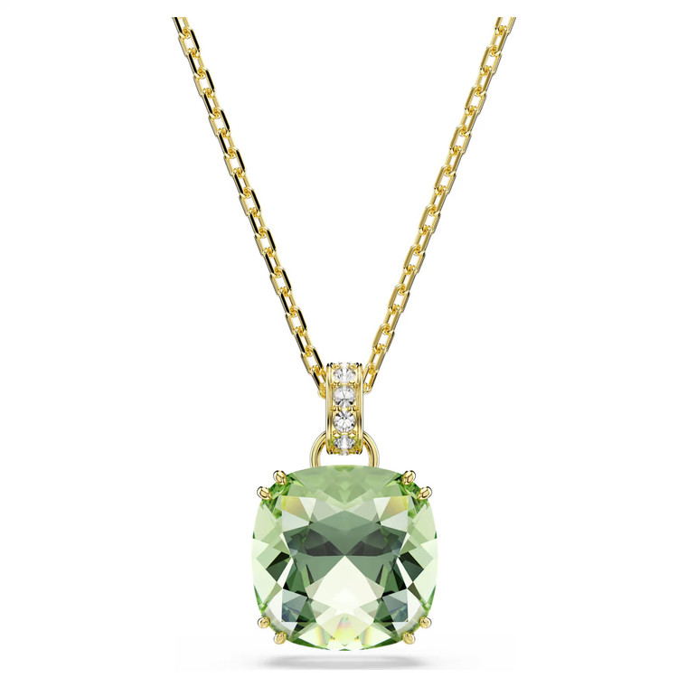 Millenia Pendant, Cushion Cut, Green, 18K Gold Plated 5764821 | Swarovski