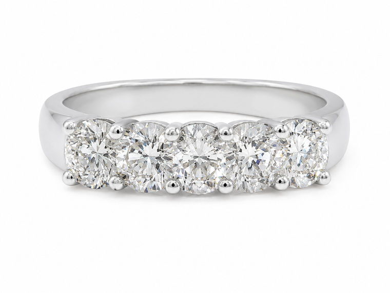 Platinum Five-Stone Diamond Ring 0.48 Carats